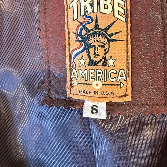 EUC 🔥 STUNNING! Tribe America Brown Leather Turquoise Suede Jacket $800 Ret - Picture 3 of 10